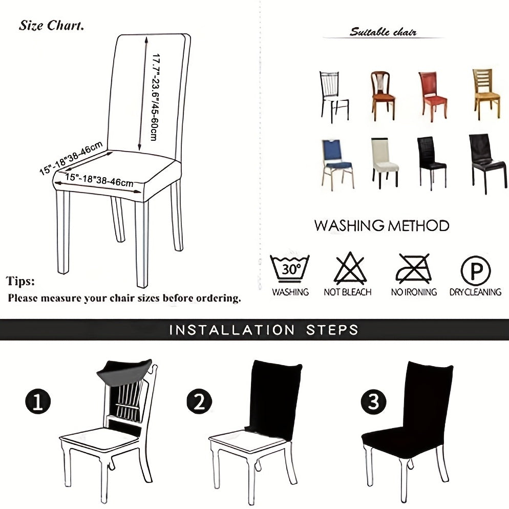 Dining Chair Covers Waterproof PU Leather Stretch Slipcover Set of 4 or 6 | Oil-Proof Universal Chair Protector for Dining Room Kitchen Hotel, 9 Colors