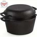 Cast Iron Dutch Oven Set 2-in-1 5.1QT Dutch Oven and 1.9QT Skillet Lid with Accessories Induction Oven Campfire Safe Holiday Cooking Kit for Soups Stews Baking Frying Camping BBQ
