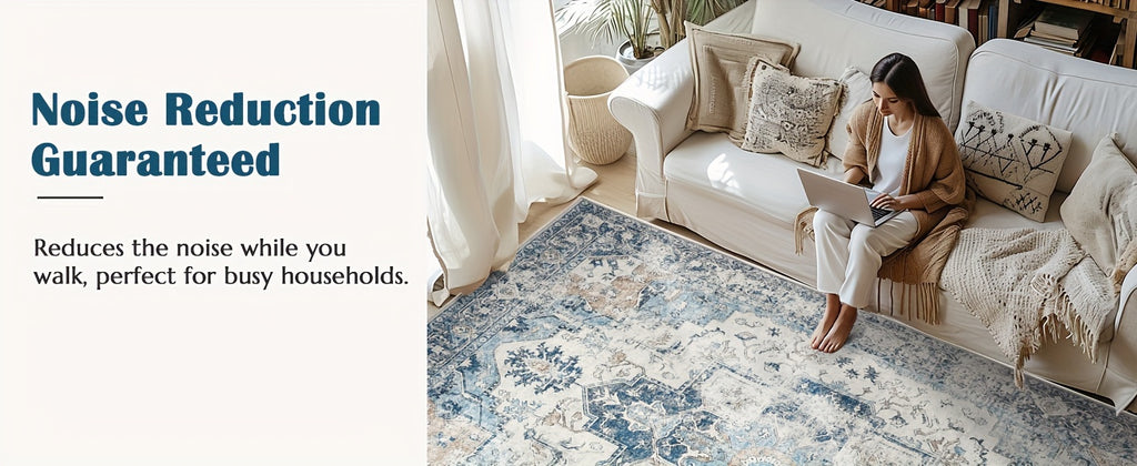 Washable Vintage Area Rug - Chenille Retro Distressed Multi-Print Foldable Lightweight Accent Rug for Entryway Bathroom Kitchen Living Room and Bedroom