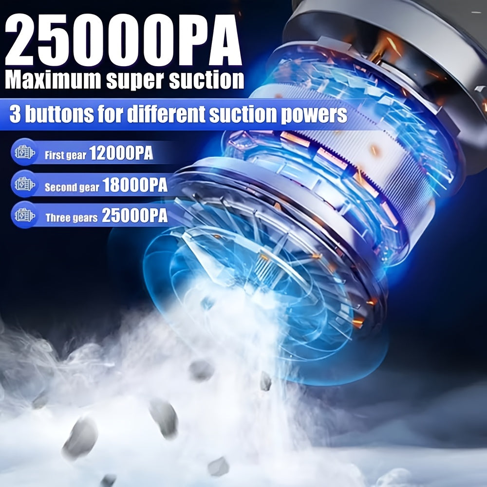 Handheld Vacuum Cleaner 25000PA – 9-in-1 Cordless Car Vacuum, Rechargeable Brushless Motor, Washable Filter, Low Noise for Car, Home, Pet & Office