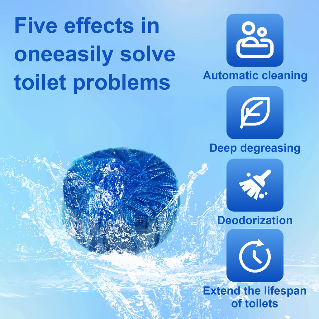 Toilet Bowl Cleaner Tablets Automatic – 12 / 24 / 32 Count Blue Blocks, Low Odor, Stain Removing & Long-Lasting Deodorant for Home & RV