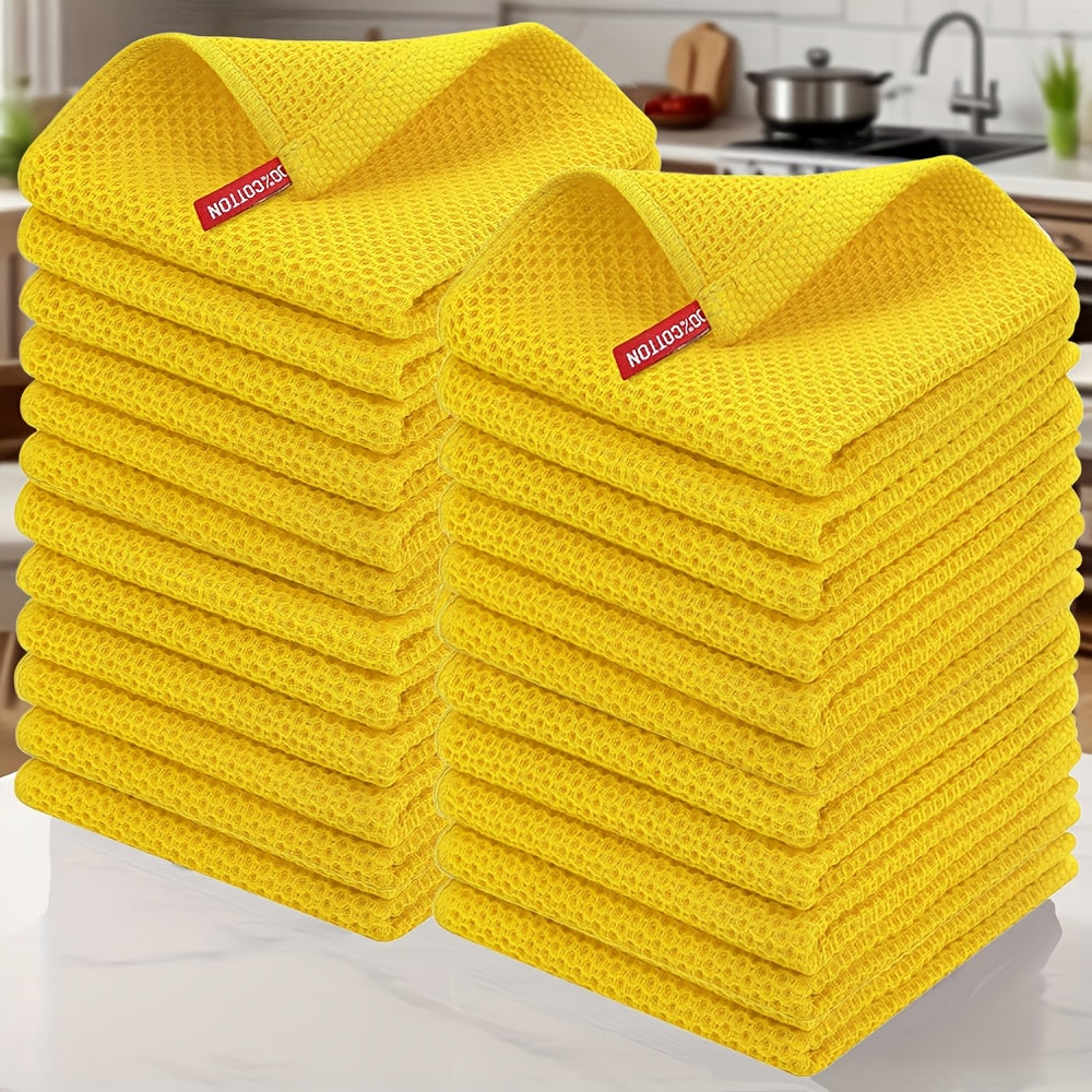 23-Piece Cotton Waffle Weave Kitchen Dish Cloths Set Absorbent Quick-Dry Dish Towels 12x12 Inch Multi-Color Options
