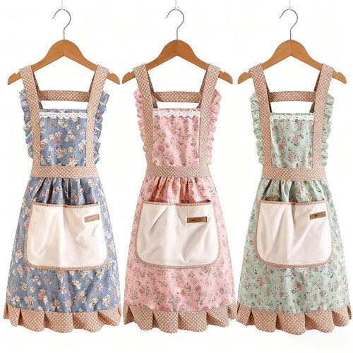 3-Pack Cute Princess Aprons with Large Pockets, Colorful Kitchen Cooking Aprons for Women, Adjustable Baking Aprons for Coffee Shop, Restaurant & Home Use, Great Gift for Her