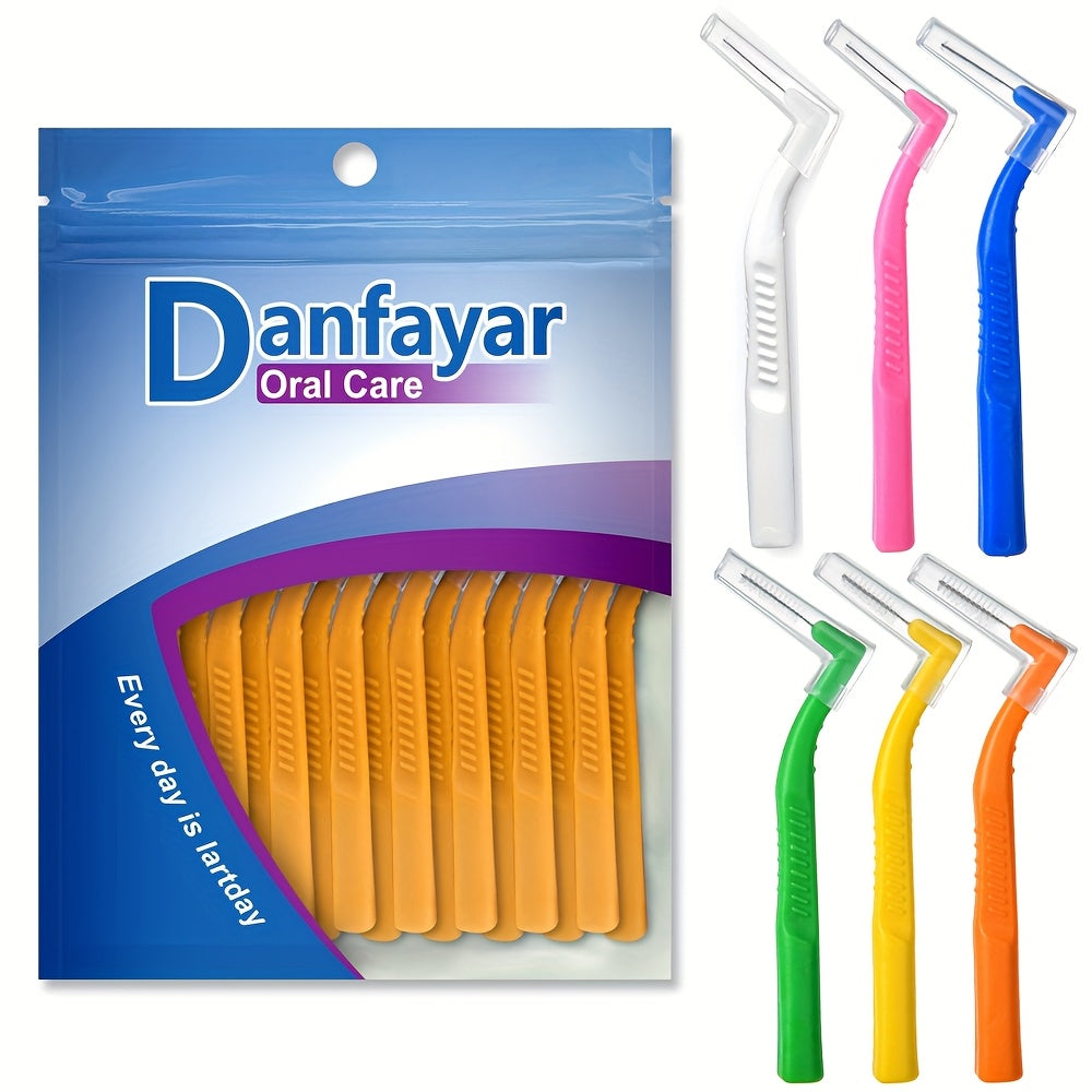 Interdental Brushes 36 Pack L-Shaped - Soft Nylon Bristle Floss Picks for Braces Teeth Cleaning Sensitive Gums Adults Multiple Sizes
