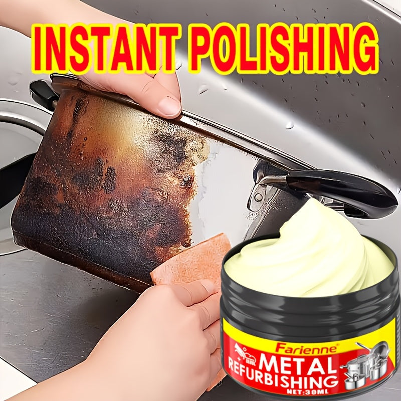 Metal Polishing Paste Complete Set, Coconut Oil-Infused Gloss Agent for Chrome, Stainless Steel & Painted Metals, Residue-Free Formula with Applicator Sponge Included