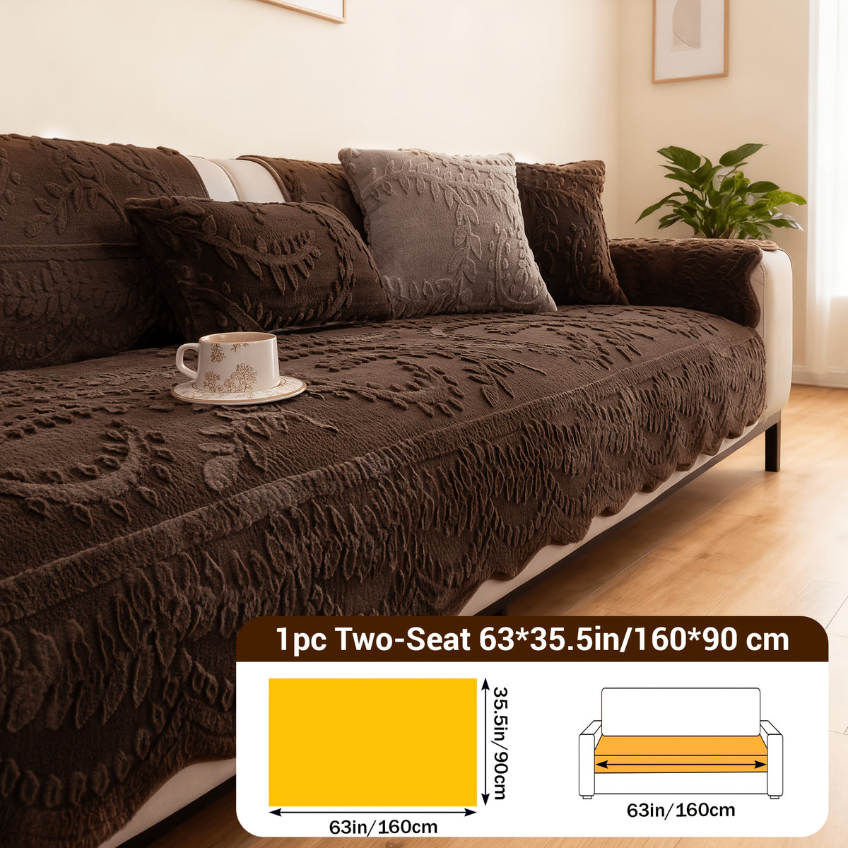 Thick Faux Rabbit Plush Sofa Cover – Soft Non-Slip Washable Pet-Friendly Furniture Protector for Living Room, Bedroom & Office – 4 Colors, Armrest to 4-Seat
