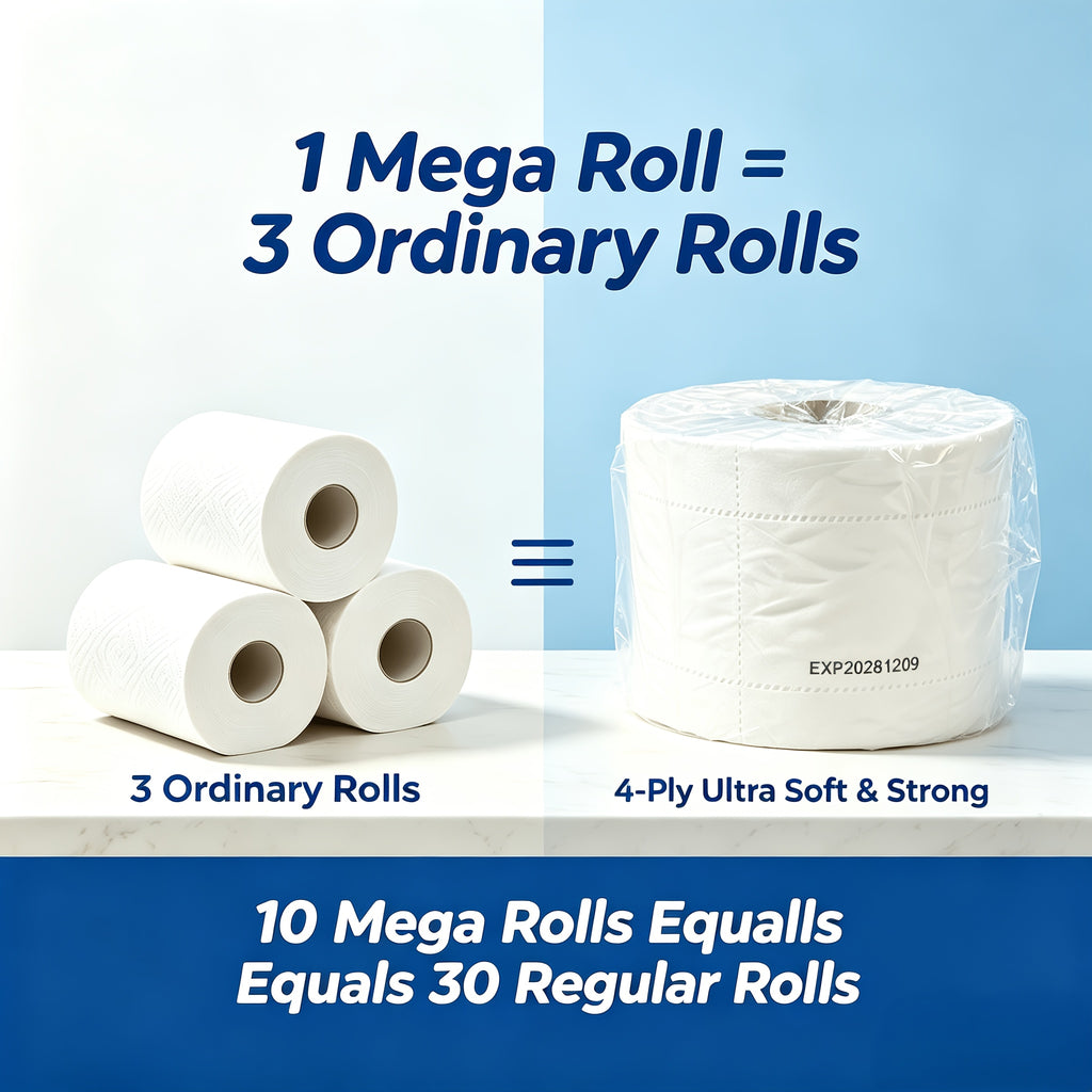 Ultra Soft Toilet Paper 4-Ply Thick Undyed Tissue Rolls, No Lint No Crumbs, Premium Bathroom Tissue for Home Hotel Office, Available in 1, 2 & 6 Roll Packs