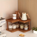 Corner Shelf Countertop Organizer, Triangular Multi-Tier Kitchen Storage Rack for Coffee Accessories, Cups, Spices & Kitchen Essentials, Space-Saving Corner Stand for Counter, Bathroom & Office