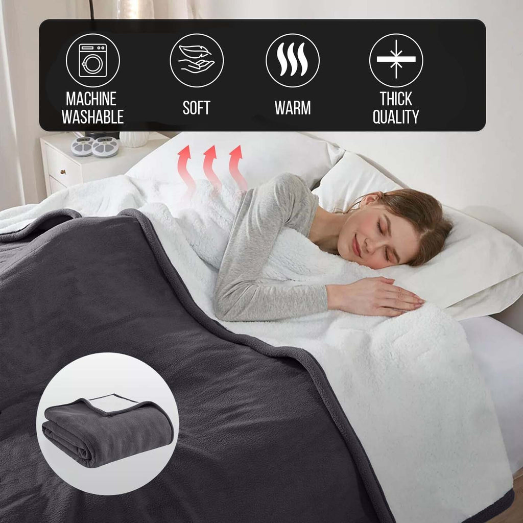 480GSM Heavy Sherpa Fleece Blanket Double-Sided Reversible Warm Throw for Couch Bed Office Travel All Season Comfort Sofa Decoration Holiday Gift