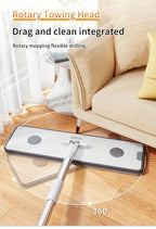 Flat Mop and Bucket Set 360 Degree Rotating Hands-Free Wringing Dual Compartment Clean Dirty Separation Ultra-Fine Fiber Floor Mop for Kitchen Bathroom Hardwood Tile