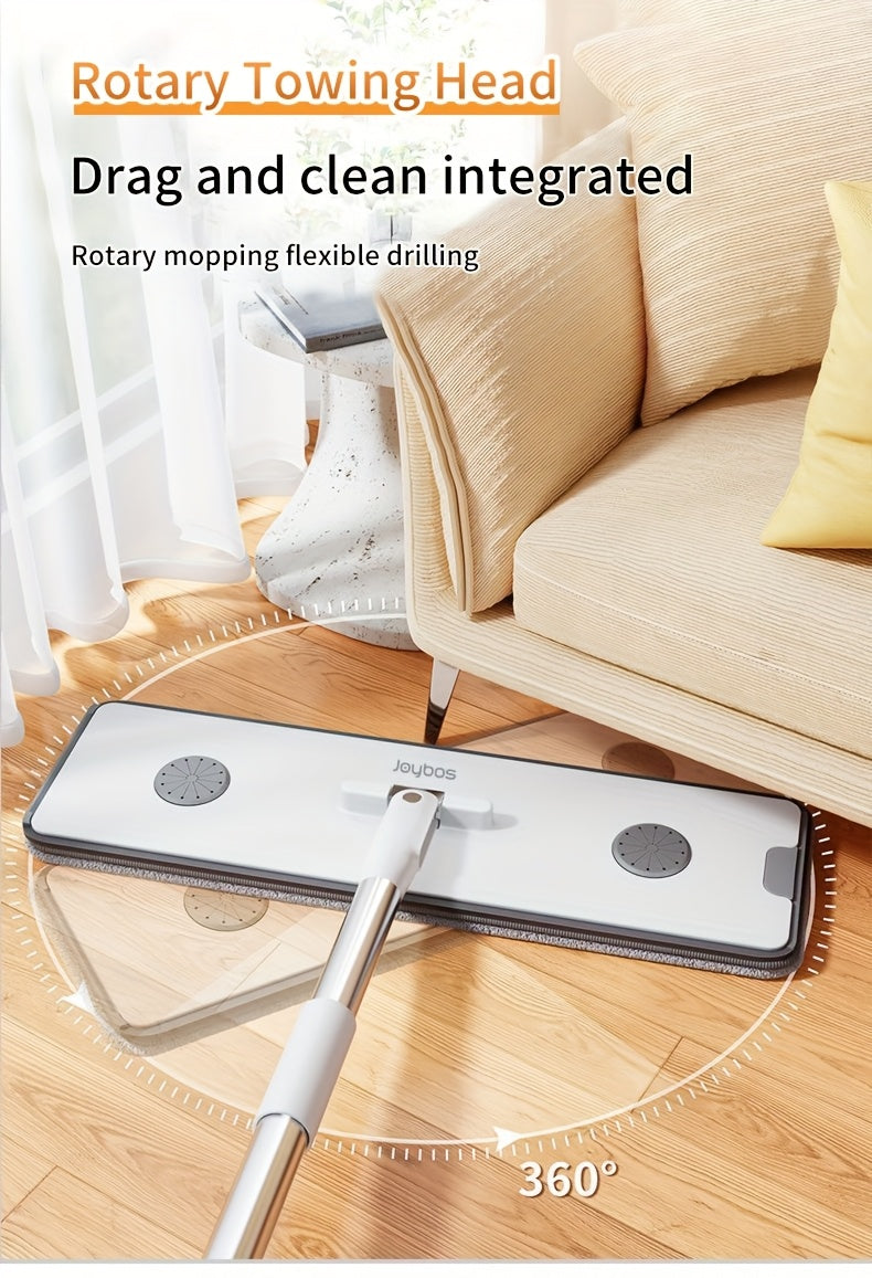 Flat Mop and Bucket Set 360 Degree Rotating Hands-Free Wringing Dual Compartment Clean Dirty Separation Ultra-Fine Fiber Floor Mop for Kitchen Bathroom Hardwood Tile