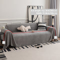 Sofa Cover Short Plush Couch Protector for 2 3 4 Seater - Machine Washable Pet Friendly Furniture Protector Slipcover All Season Thick Cushion Cover in Light Grey Deep Gray Coffee Burgundy Off White