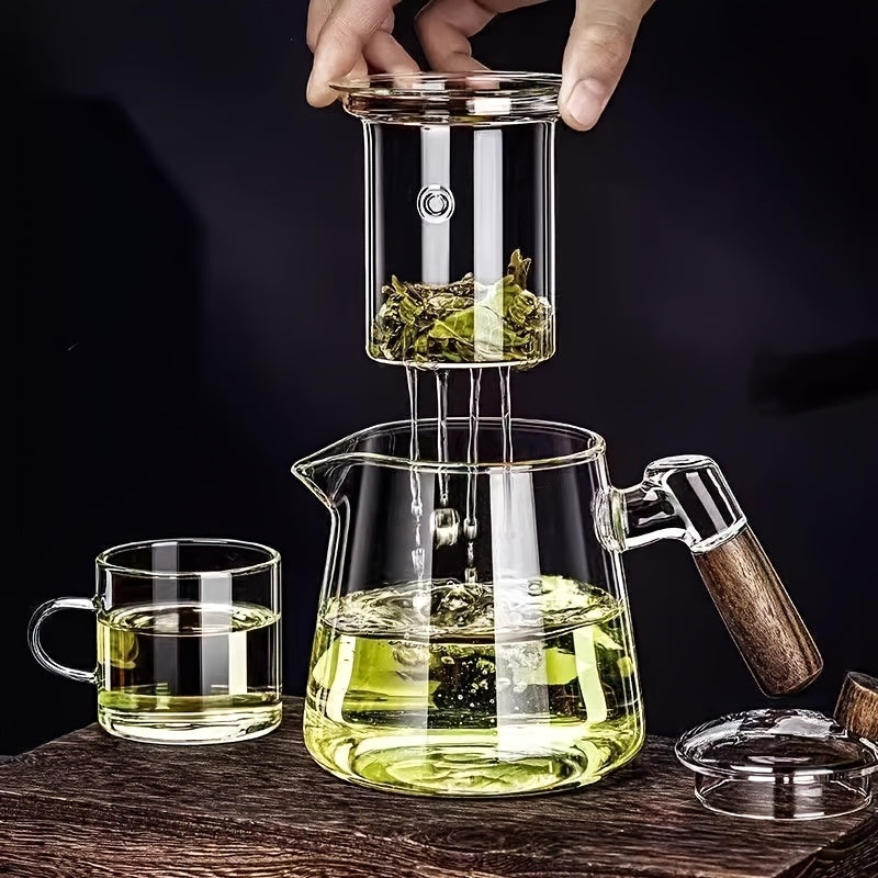 Glass Teapot and Coffee Pot with Handle & Filter – Transparent Stovetop Tea Kettle for Loose Leaf Tea, Herbal Tea & Coffee, Borosilicate Glass, Kitchen Brew Pot