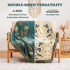 Bird Floral Cotton Throw Blanket Twin Queen King – 100% Cotton Ultra Soft Rustic Quilt, Boho Farmhouse Bed Blanket for Sofa Couch Chair, All Season