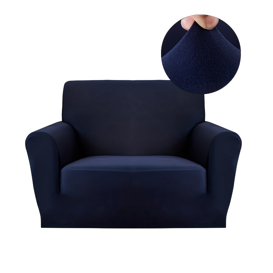Stretch Sofa Cover Solid Color High Elasticity Anti-Slip Rod Slim Fit Couch Slipcover Machine Washable 1 2 3 4 Seater Black Burgundy Navy Grey