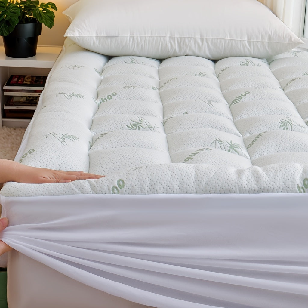 Cooling Bamboo Mattress Topper Pillow Top Mattress Pad Cover with Deep Pocket Fits 8-21 Inch - Breathable Soft Bed Topper Mattress Protector Twin Twin XL Full Queen