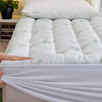 Cooling Bamboo Mattress Topper Pillow Top Mattress Pad Cover with Deep Pocket Fits 8-21 Inch - Breathable Soft Bed Topper Mattress Protector Twin Twin XL Full Queen