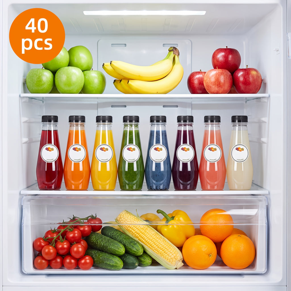 Empty Plastic Juice Bottles with Caps 12oz Set of 40 | Clear Cone Bulk Reusable Bottles for Juice Smoothies Tea Coffee