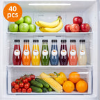 Empty Plastic Juice Bottles with Caps 12oz Set of 40 | Clear Cone Bulk Reusable Bottles for Juice Smoothies Tea Coffee