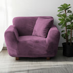 Velvet Stretch Sofa Cover Slipcover – Thick High-Elasticity Plush Couch Cover for L-Shape 1 2 3 4 Seater, Polyester Spandex Furniture Protector with Pillowcase for Living Room