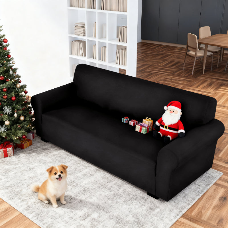 Stretch Sofa Cover Set 2 Piece Form Fit Slipcover for 2 Seater & 3 Seater Couch – Wrinkle Proof Loveseat Furniture Protector, 5 Colors, Milk Silk