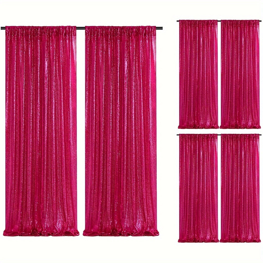 Sequin Curtains Backdrop 4 & 6 Panels 2x8FT - Shimmer Glitter Party Backdrop Curtain for Wedding Birthday Bachelorette Photo Booth, 25 Colors Reusable Event Decoration