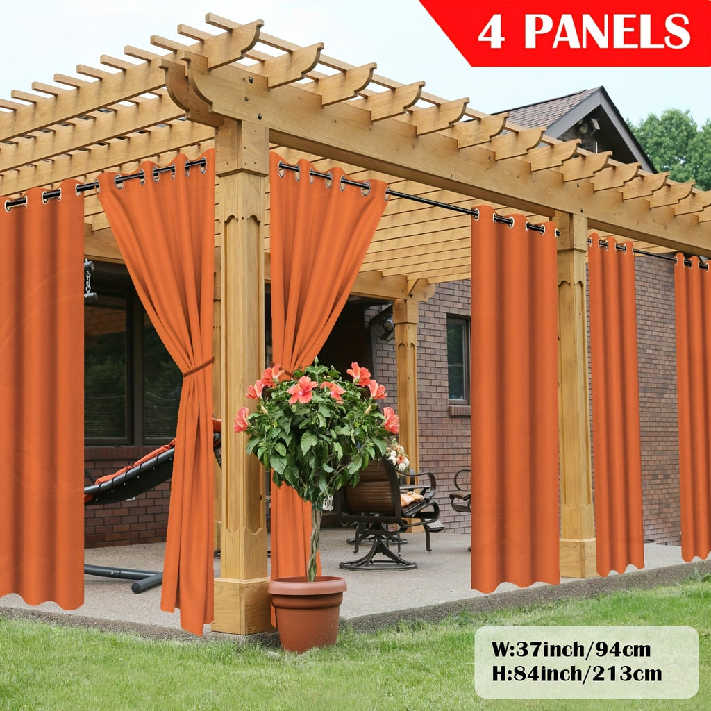 Outdoor Curtain Panels for Patio Gazebo Porch – Weather-Resistant, Light-Filtering Sun Block Privacy Drapes, 4 Panels, Multiple Sizes & Colors