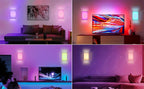 Wireless Wall Sconce with Linen Shade 2-Pack Battery Powered 3500mAh - 16 RGB Colors 3 White Light Modes Dimmable Timer Remote Control - Indoor Wall Light for Bedroom Living Room Hallway