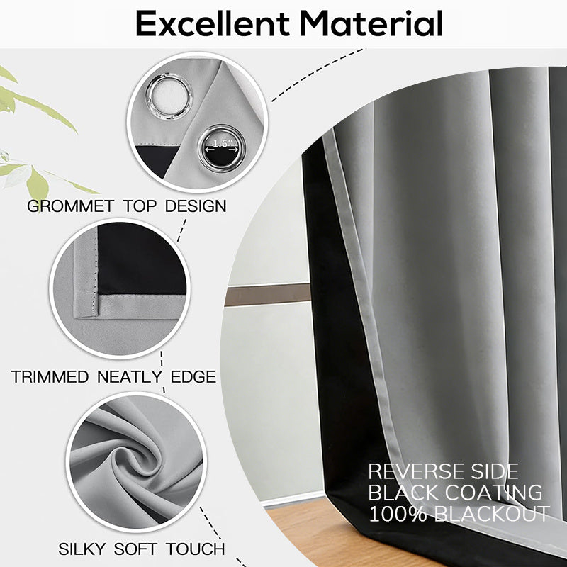 4-Panel 100% Blackout Velvet Curtains – Thermal Insulated, Noise Reducing, Privacy | Living Room & Bedroom | 4 Colors, 6 Sizes | Nuvia Haven