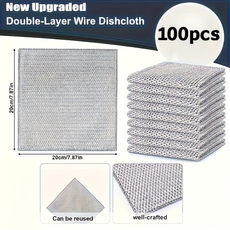 Scrub Cleaning Pads 100pcs Reusable – Square Mesh Scouring Pads for Kitchen, Bathroom & Grease Removal | Textured Multi-Purpose Scrubber