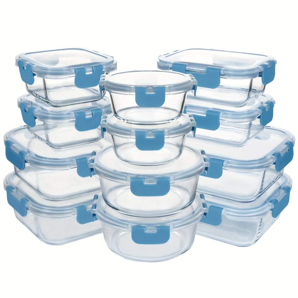12-Pack Glass Food Storage Containers with Airtight Lids – Meal Prep Containers, Dishwasher Safe, BPA Free, Mother's Day & Holiday Gift Set