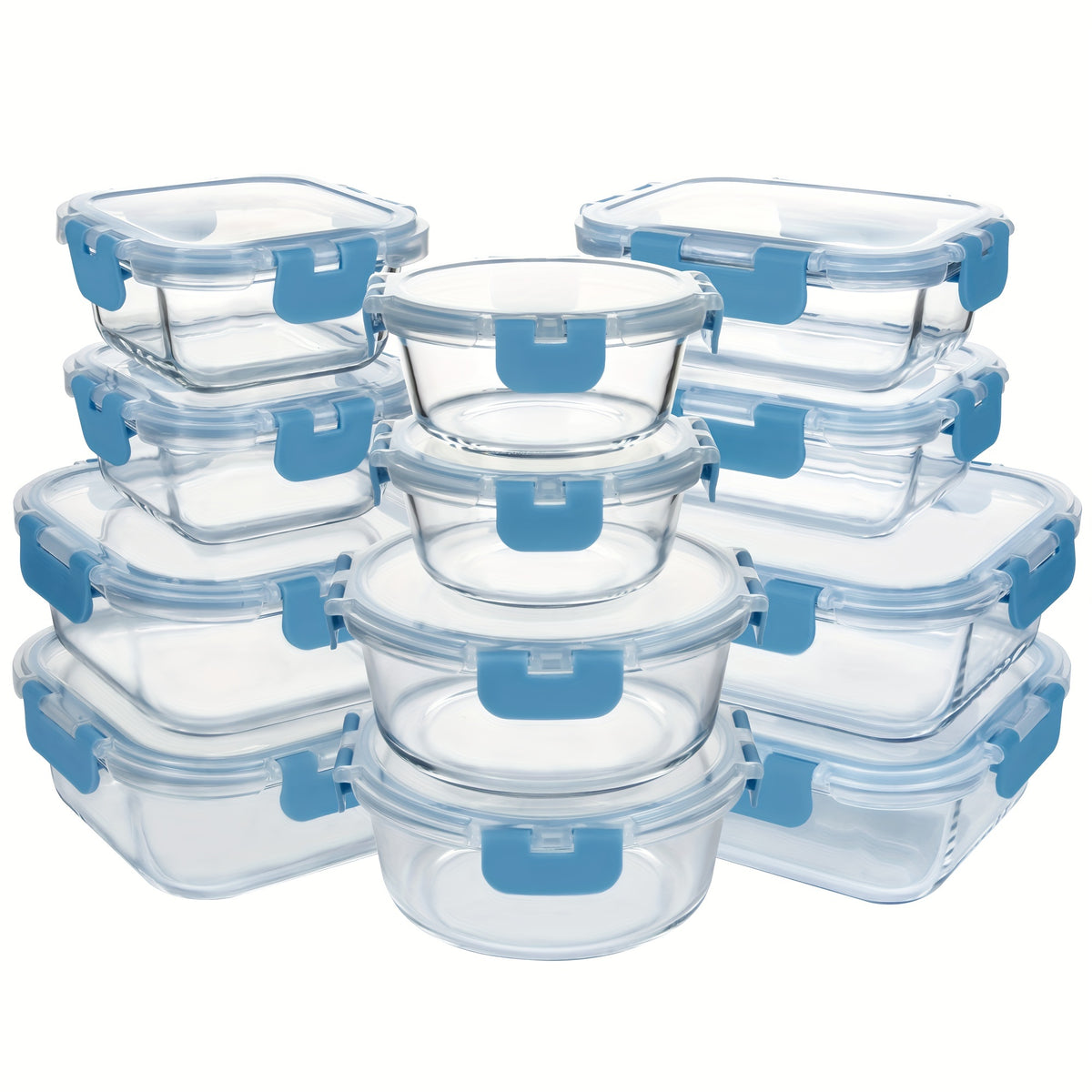 12-Pack Glass Food Storage Containers with Airtight Lids – Meal Prep Containers, Dishwasher Safe, BPA Free, Mother's Day & Holiday Gift Set