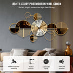 3D Metal Wall Clock 31x17 Inch Large Decorative Silent Non-Ticking Modern Wall Art Clock for Living Room Bedroom Creative Big Statement Home Decor