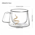 Double Wall Insulated Glass Coffee Cups Set of 4 with Golden Spoons | Transparent Hot Cold Drinkware for Home Office Coffee Shop