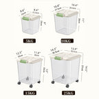 Large Capacity Rice Storage Box with Lid & Universal Wheels – Sealed PP Cereal Container, Movable Kitchen Pantry Storage, 2-Pack or 4-Pack (11–55 lbs)