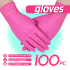 Disposable Gloves Rose Pink Stain Resistant Waterproof Soft Comfortable Wrist for Daily Cleaning Kitchen Restaurant Pet Care Beauty Hairdressing M L 50 100 150 200 Count