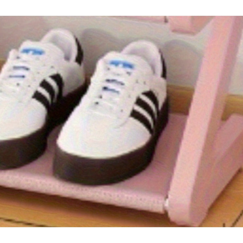 4-Tier Z-Shaped Shoe Rack Freestanding Metal Shoe Organizer for Entryway Hallway Dorm Living Room – No Tools Needed in Pink or Grey