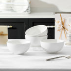 White Ceramic Bowl Set 22oz – Soup, Cereal, Ramen, Oatmeal, Salad & Rice Bowls for Kitchen | 4 or 6 Piece Set | Dishwasher & Microwave Safe