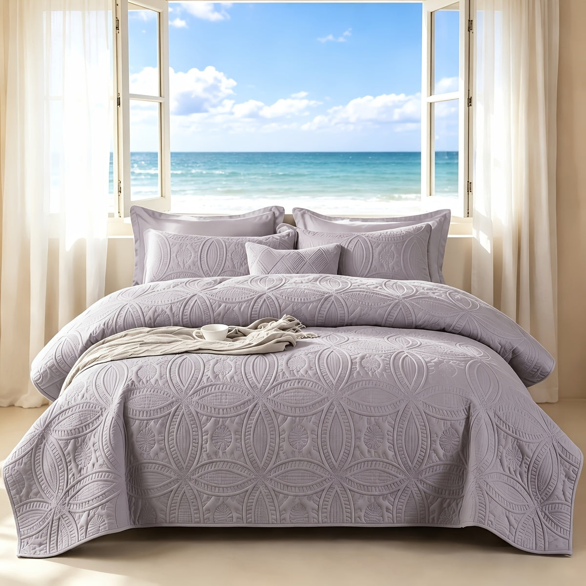 Lightweight Embossed Blanket Set with Pillowcases – Ultra Soft Textured Bed Blanket Twin Queen King, Breathable All Season Blanket for Bedroom Sofa Couch