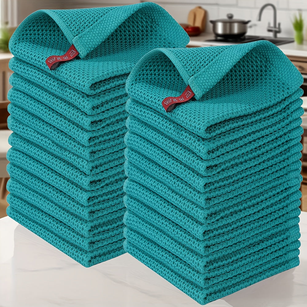 23-Piece Cotton Waffle Weave Kitchen Dish Cloths Set Absorbent Quick-Dry Dish Towels 12x12 Inch Multi-Color Options