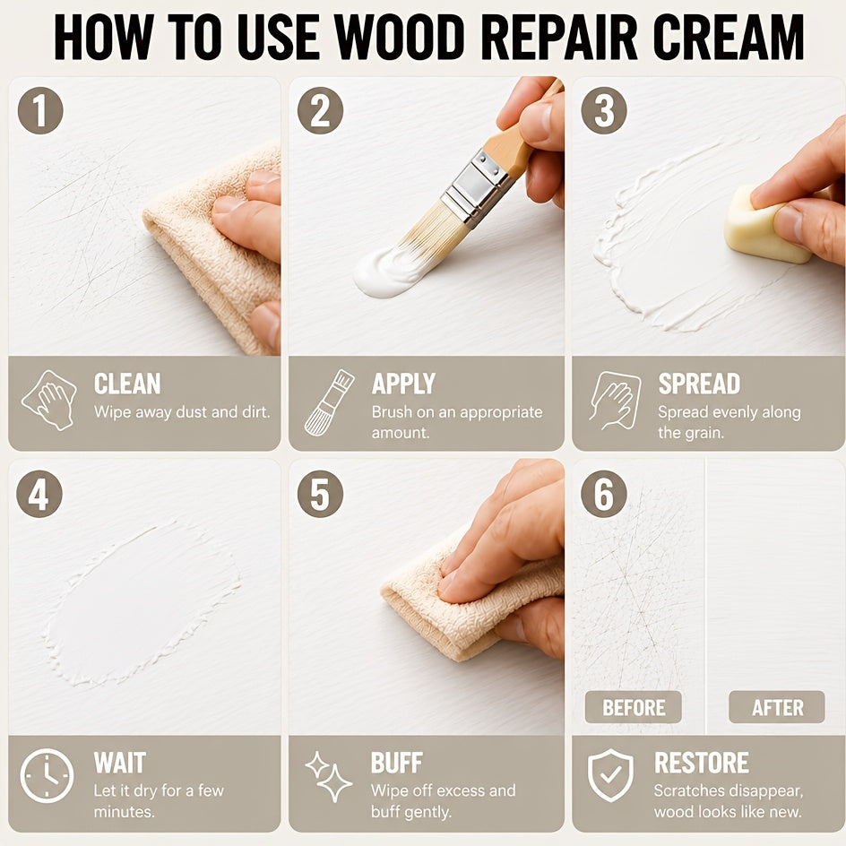 White Wood Repair Paste Kit with Paint Brush – Touch-Up Filler for Baseboards, Cabinets, Doors, Furniture & Wall Trim | Covers Scratches, Chips, Scuffs & Faded Spots | 2 or 3 Piece Set