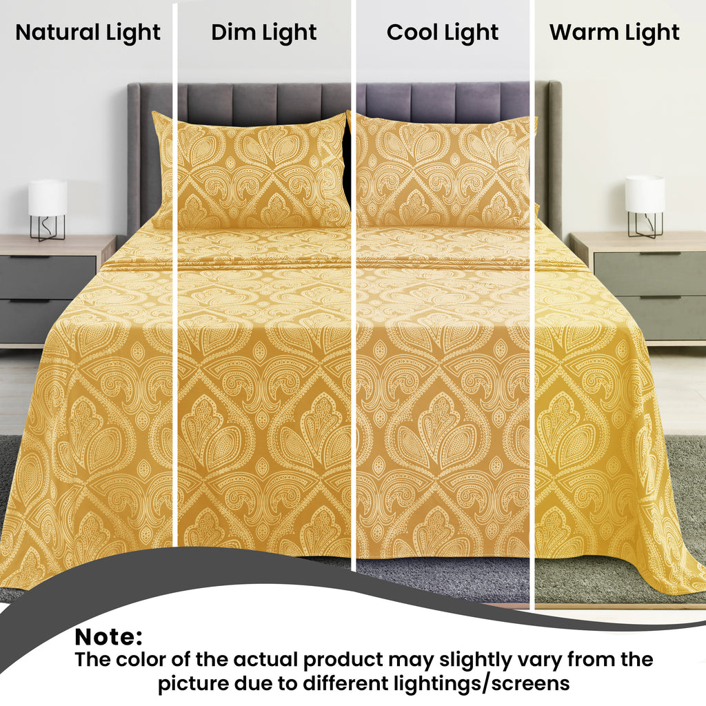 Paisley Bed Sheet Sets Queen King Twin Full Cal King – Soft Brushed Microfiber Deep Pocket Fitted Sheet & Pillowcases, Wrinkle Free