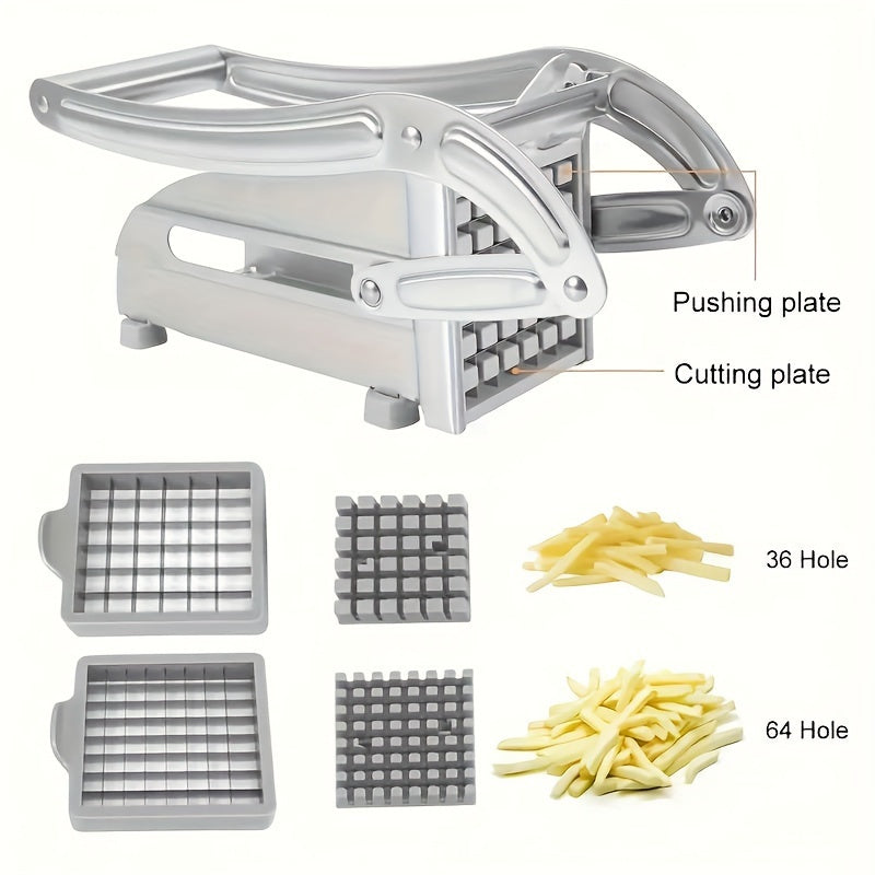 Stainless Steel French Fry Cutter & Vegetable Chopper - Heavy Duty Potato Slicer, Onion Chopper and Food Cutter for Carrots, Cucumbers and More - Essential Kitchen Gadget
