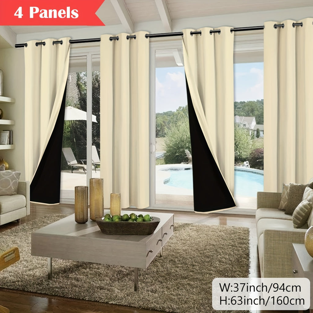 100% Blackout Curtains 4-Panel – Coated Lining Grommet Top for Total Darkness, Privacy Drapes for Bedroom Living Room Kitchen Bathroom, 8 Colors 9 Sizes