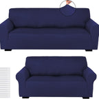 Stretch Sofa Cover Set 2 Piece Form Fit Slipcover for 2 Seater & 3 Seater Couch – Wrinkle Proof Loveseat Furniture Protector, 5 Colors, Milk Silk