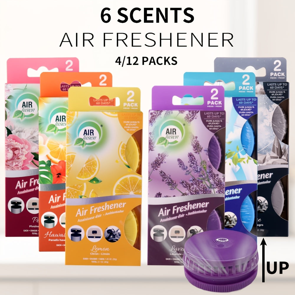 Air Freshener Odor Eliminator 4-Pack and 12-Pack Lasts Up to 30 Days Each for Bathroom Kitchen Garbage Can Cat Litter Box Car 6 Scents Lavender Lemon Paeonia