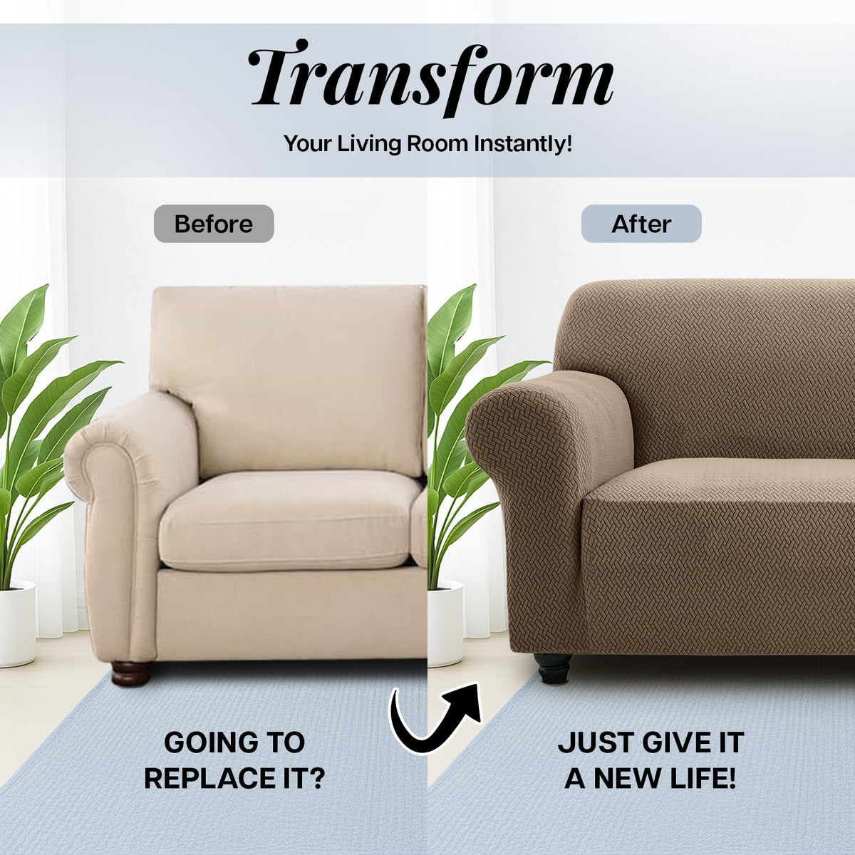 Elastic Stretch Sofa Cover Spandex – Non-Slip Couch Slipcover, Pet-Friendly, Machine Washable, All-Season, 7 Colors, 1/2/3 Seater, Living Room Bedroom Office Home Decor