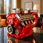 V8 V12 Engine Coffee Mug - Novelty Car Themed Travel Mug for Coffee Lovers Mechanics Men, Hot & Cold, Unique Gift for Boyfriend Father's Day
