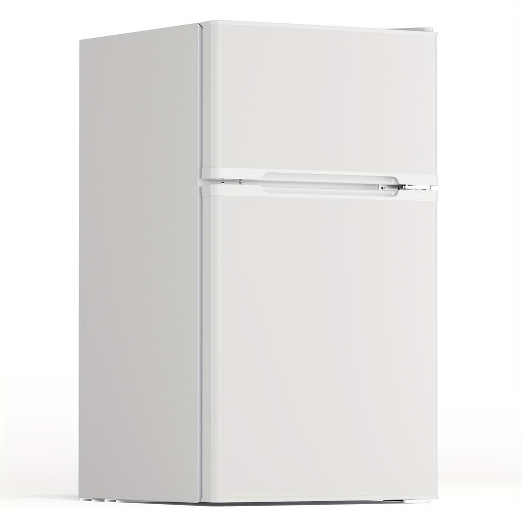 Compact Mini Fridge with Freezer 3.1 Cu Ft, 2-Door Small Refrigerator with Adjustable Glass Shelves for Bedroom, Office, Dorm, Kitchen & Apartment – Black or White