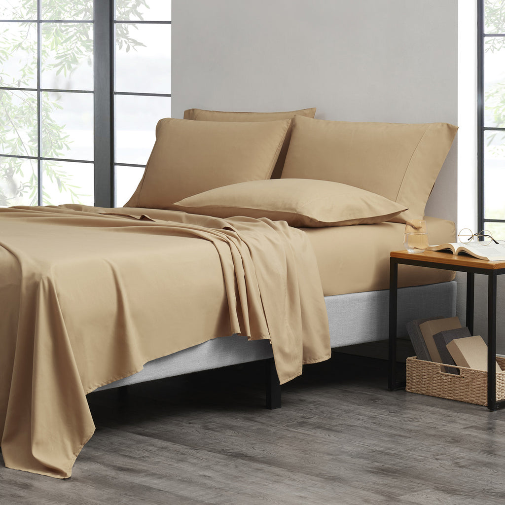 Bamboo Blend Cooling Sheet Set 6-Piece 2000 Thread Count Satin | Deep Pocket 16" Hypoallergenic Breathable Bed Sheets, Twin Full Queen King Cal King, 20 Colors